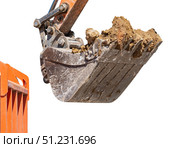 Ковш современного экскаватора на белом фоне. Bucket of a modern excavator on a white background. Стоковое фото, фотограф Татьяна Д / Фотобанк Лори