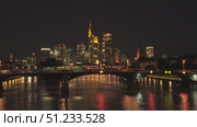 Frankfurt am Main Downtown City Skyline at Night. Hesse, Germany. Стоковое видео, видеограф Максим Забаровский / Фотобанк Лори