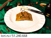 Gastronomic Still Life of Traditional Chinese Tripe Served on a Plate. Стоковое фото, фотограф Aleksandr Golubev / Фотобанк Лори
