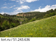 View of the limestone cliffs of the Borgustan Range in the North Caucasus. Стоковое фото, фотограф Юлия Белоусова / Фотобанк Лори