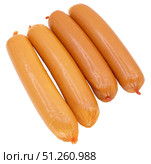 Сырые сосиски в натуральной оболочке на белом фоне. Uncooked sausages in natural shell isolated on white. Стоковое фото, фотограф Татьяна Д / Фотобанк Лори