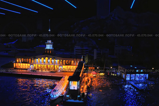 13,05,2012, Saint Petersburg, Russian Federation.  Grand Maket Rossiya, a private museum. It is a model layout designed on a scale of 1:87 and covers an area of 800 sq m (8,600 sq ft). Редакционное фото, фотограф Анна Кривицкая / Фотобанк Лори