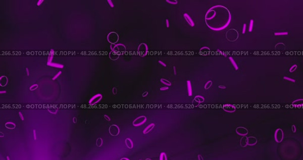 3D animation of chaotic movement of neon rings in liquid with backlight. Стоковая анимация, аниматор Сергей Чубаров / Фотобанк Лори