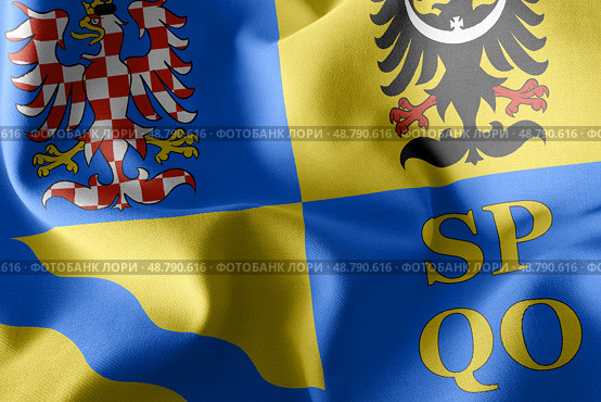 3D illustration flag of Olomouc is a region of Czech Republic. Стоковое фото, фотограф Максим Гребешков / Фотобанк Лори