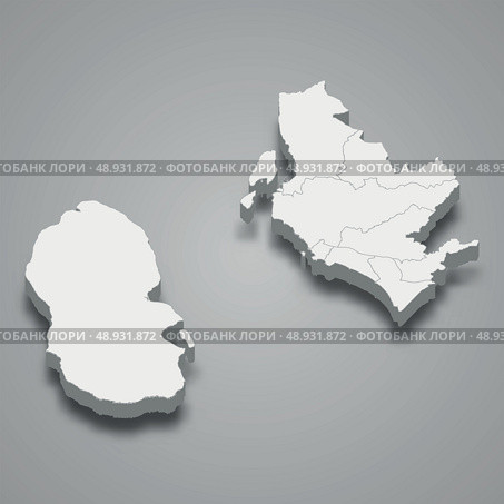 3d isometric map of North Ayrshire is a region of Scotland, Стоковая иллюстрация, иллюстратор Максим Гребешков / Фотобанк Лори