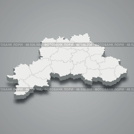 3d map of Mogilev Oblast is a region of Belarus. Стоковая иллюстрация, иллюстратор Максим Гребешков / Фотобанк Лори