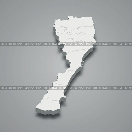 3d map of Prachuap Khiri Khan is a province of Thailand. Стоковая иллюстрация, иллюстратор Максим Гребешков / Фотобанк Лори