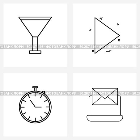 4 Editable Vector Line Icons and Modern Symbols of glass, timer, meal, arrows, email Vector Illustration. Стоковая иллюстрация, агентство Ingram Publishing / Фотобанк Лори