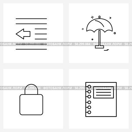 4 Editable Vector Line Icons and Modern Symbols of indent, padlock, umbrella, medical, education Vector Illustration. Стоковая иллюстрация, агентство Ingram Publishing / Фотобанк Лори