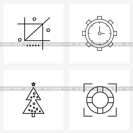4 Interface Line Icon Set of modern symbols on crop, time, modify, deadline, tree Vector Illustration. Стоковая иллюстрация, агентство Ingram Publishing / Фотобанк Лори