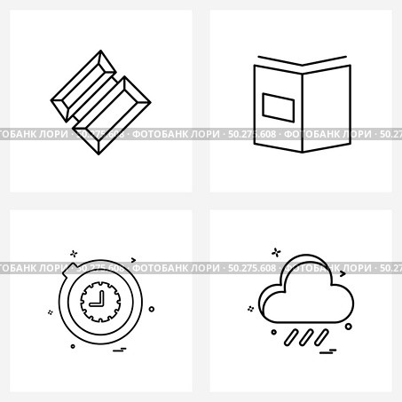 4 Universal Line Icon Pixel Perfect Symbols of geometry; timer; book; content; weather Vector Illustration. Стоковая иллюстрация, агентство Ingram Publishing / Фотобанк Лори
