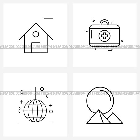4 Universal Line Icon Pixel Perfect Symbols of less, ball, building, health, year Vector Illustration. Стоковая иллюстрация, агентство Ingram Publishing / Фотобанк Лори