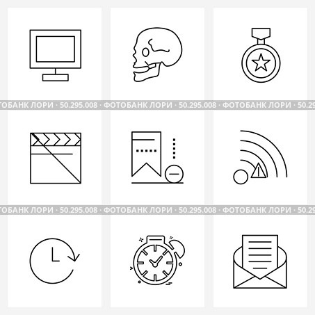 9 Universal Line Icons for Web and Mobile communication, remove, champion, disable, player Vector Illustration. Стоковая иллюстрация, агентство Ingram Publishing / Фотобанк Лори