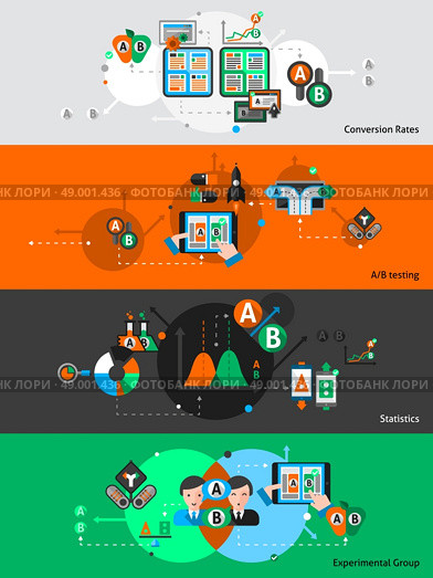 A-b seo testing horizontal banner set with statistic elements isolated vector illustration. A-b Testing Banner Set. Стоковая иллюстрация, агентство Ingram Publishing / Фотобанк Лори