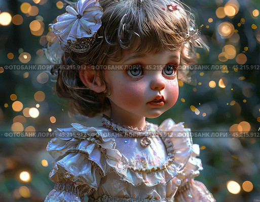 A beautiful doll for a girl, a New Year's gift. Стоковое AI-изображение, AI-художник Сергей Елизарьев / Фотобанк Лори