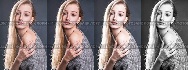 A collage of four retouched photos with different filters. Стоковое фото, фотограф Андрей Аркуша / Фотобанк Лори