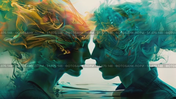 A couple passionately kisses in front of a painting, showcasing affection and art appreciation. Стоковое AI-видео, аниматор Данила Большаков / Фотобанк Лори