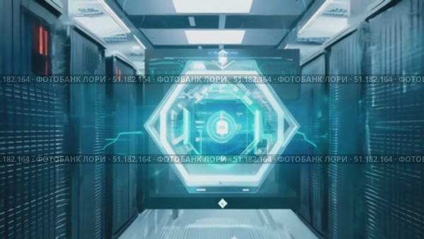 A detailed look inside a cutting-edge data center showcasing advanced servers, cooling systems, and efficient layout for optimal performance. Стоковое AI-видео, аниматор Данила Большаков / Фотобанк Лори