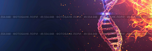 A digital representation of a double-strand composed of intertwining fire and water elements, creating a unique and striking contrast. Стоковое AI-изображение, AI-художник Данила Большаков / Фотобанк Лори