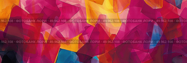A dynamic painting featuring a multitude of diverse shapes and vibrant colors, creating a visually stimulating composition. Стоковое AI-изображение, AI-художник Данила Большаков / Фотобанк Лори