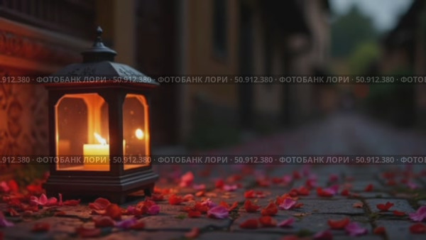 A lighted lantern on a quiet evening street. Стоковое AI-видео, аниматор ketpro.design / Фотобанк Лори