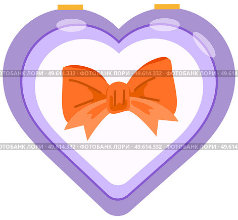 A lilac bag for cosmetics with make up concept. Container for storage of cosmetic products. Cute funny beautician with gold bow, womens makeup supplies in the shape of a heart isolated on white. A lilac bag for cosmetics with make up concept. Container for storage of cosmetic products. Стоковая иллюстрация, агентство Ingram Publishing / Фотобанк Лори
