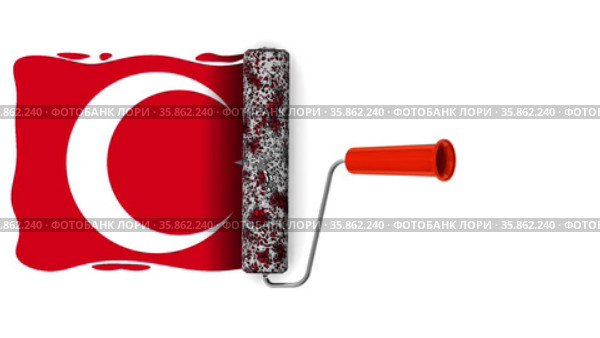 A paint roller is drawing the flag of Turkey. Стоковая анимация, аниматор WalDeMarus / Фотобанк Лори