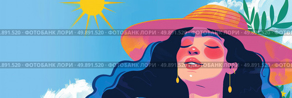 A painting depicting a woman stylishly dressed and wearing a fashionable hat. Стоковое AI-изображение, AI-художник Данила Большаков / Фотобанк Лори