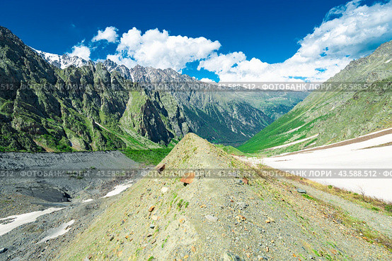 A picturesque view from the basin of the Skazsky glacier to the Tsey gorge. The North Caucasus. Russia. Стоковое фото, фотограф Константин Лабунский / Фотобанк Лори