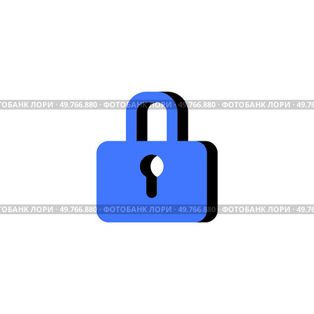 A simple padlock icon symbolizing security, protection, and privacy. Used in tech, cybersecurity, online protection, and data privacy illustrations. Clean vector design in blue and black.. Padlock icon with simple design, symbolizing security, protection, and privacy. Tech and safety concepts. Стоковая иллюстрация, агентство Ingram Publishing / Фотобанк Лори