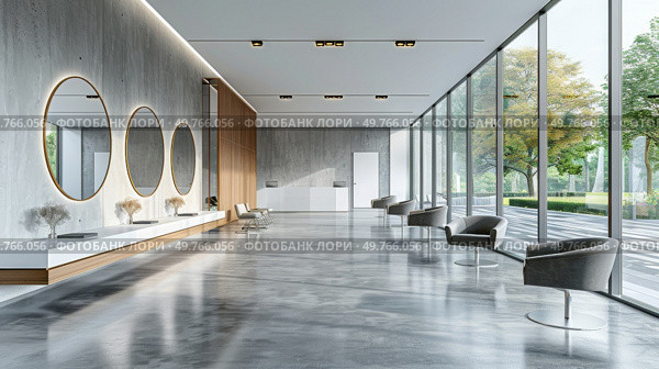 A spacious room filled with numerous mirrors mounted on the walls, creating a reflective and visually dynamic environment.. Large Room With Multiple Mirrors on the Wall. Стоковое фото, агентство Ingram Publishing / Фотобанк Лори