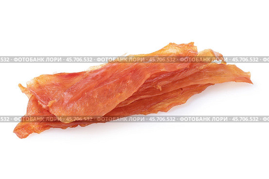 A stack of pieces of smoked chicken chips isolated on a white background. Стоковое фото, фотограф Сергей Чайко / Фотобанк Лори