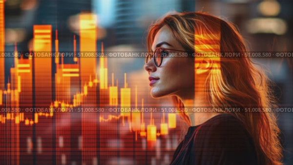 A thoughtful individual contemplates financial data trends as daylight breaks over a busy city. Стоковое AI-видео, аниматор Данила Большаков / Фотобанк Лори