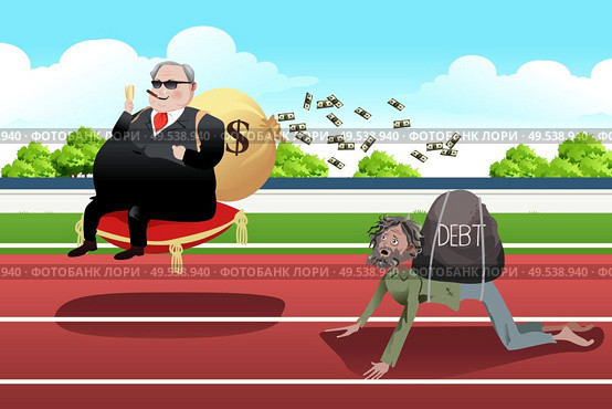 A vector illustration of Rich and Poor Difference Concept. Стоковая иллюстрация, агентство Ingram Publishing / Фотобанк Лори