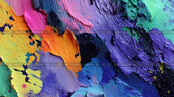 A Vibrant Abstract Composition of Mixed Paint Textures Showcases a Kaleidoscope of Colorful Layers Emanating Creativity and Artistic Expression. Стоковое AI-изображение, AI-художник Башкирова Анна / Фотобанк Лори