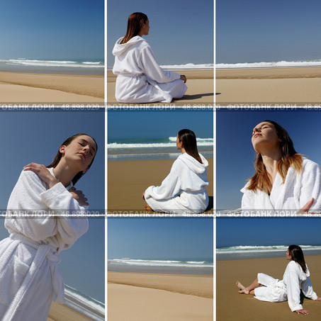 a woman in bathrobe on the beach. Стоковое фото, агентство Ingram Publishing / Фотобанк Лори
