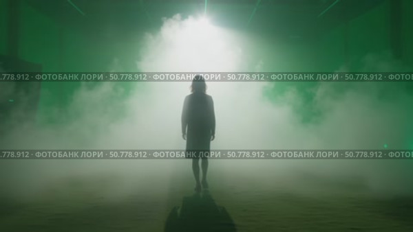 A woman is standing in a foggy room. Стоковое AI-видео, аниматор Виктория Кольцова / Фотобанк Лори