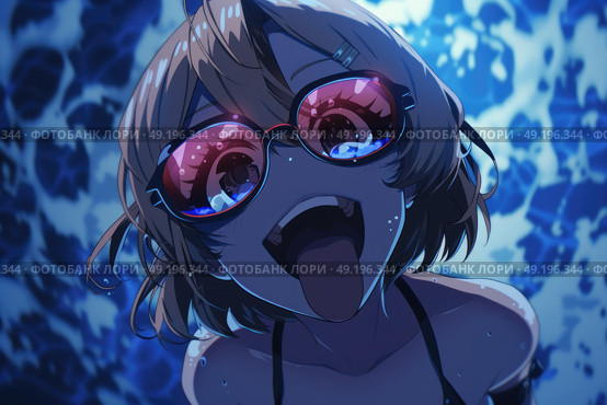 A woman wearing red glasses with a surprised expression on her face. Стоковое AI-изображение, AI-художник Данила Большаков / Фотобанк Лори