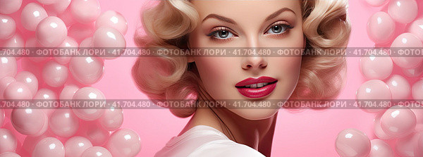 A young beautiful girl has stretched her neck and lifted her chin and is smiling. Generated by AI. Стоковое AI-изображение, AI-художник Ярославский Максим / Фотобанк Лори