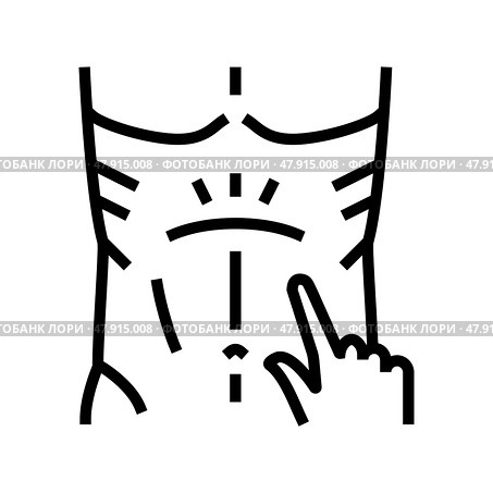 abdominal reflexes line icon vector illustration. Стоковая иллюстрация, иллюстратор Vectorwin / Фотобанк Лори