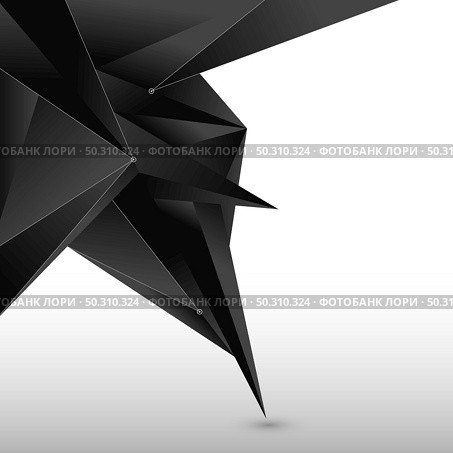 Abstract 3D black polygon form with line and node on white background. Low poly geometric modern with space fot your text. Vector illustration. Стоковая иллюстрация, агентство Ingram Publishing / Фотобанк Лори