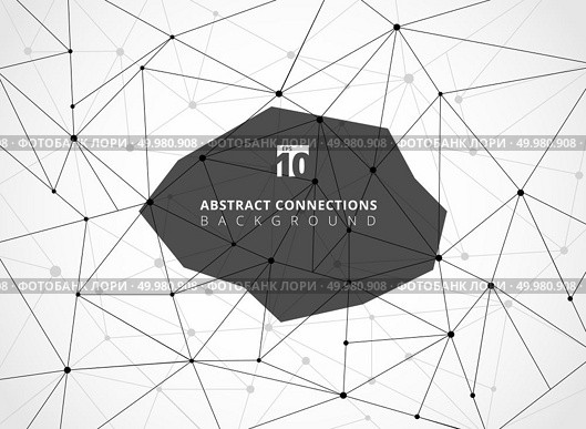 Abstract black wireframe lines geometric connections with nodes on white background. Vector illustration. Стоковая иллюстрация, агентство Ingram Publishing / Фотобанк Лори