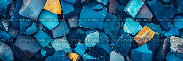 Abstract Blue and Teal Stone Fragments: A Textural Masterpiece. Стоковое AI-изображение, AI-художник Данила Большаков / Фотобанк Лори