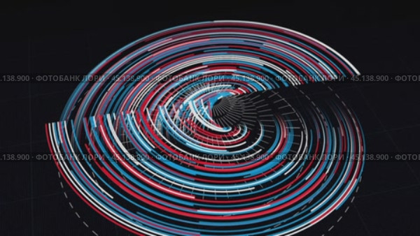Abstract circular radar system spinning and transforming on grid background. Стоковое видео, видеограф Данил Руденко / Фотобанк Лори