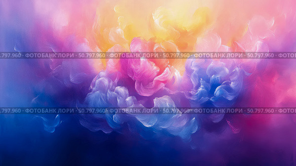 Abstract Colorful Floral Impression: Swirl of Hues and Brushstrokes. Стоковое AI-изображение, AI-художник Данила Большаков / Фотобанк Лори
