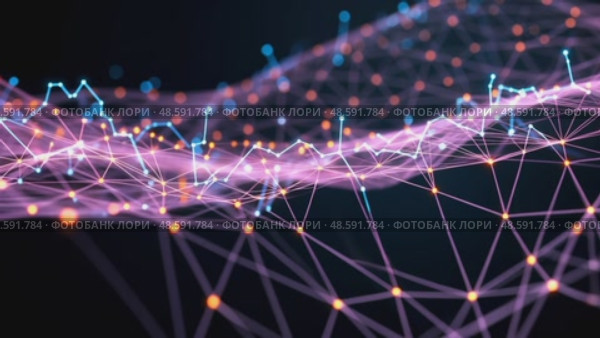 Abstract data visualization with colorful network connections. Стоковое AI-видео, аниматор KATERINA AI / Фотобанк Лори