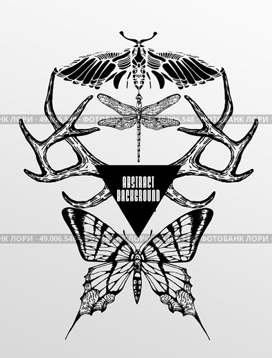 Abstract  gothic sacral illustration with polygon,  crystal design element, symbol, sign for tattoo. Стоковая иллюстрация, агентство Ingram Publishing / Фотобанк Лори