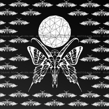 Abstract  gothic sacral illustration with polygon,  crystal design element, symbol, sign for tattoo. Стоковая иллюстрация, агентство Ingram Publishing / Фотобанк Лори