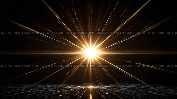 Abstract lighting, digital lens flare in black background, sun rays light isolated for overlay design, light of radiance. Abstract illustration, wallpaper. Create backdrop concept. Copy ad text space. Стоковое AI-изображение, AI-художник Aleksandr Golubev / Фотобанк Лори