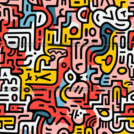 Abstract organic pattern of square free form in the form of a maze. Стоковое AI-изображение, AI-художник Ярославский Максим / Фотобанк Лори